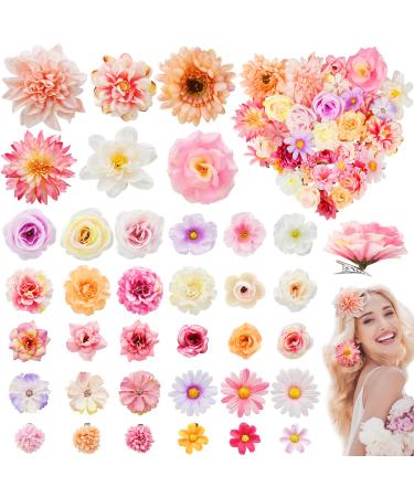 36 Pack Flower Hair Clips Rose Hair Accessories for Women Boho Bride Flower Claw Clip Side Hair Clip Hairpin Brooch Pin Headpiece for Girls Wedding
