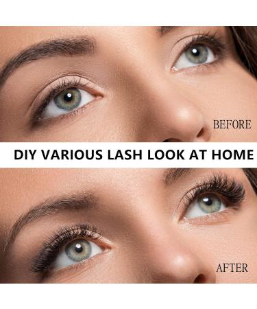 Lanciley Individual Lashes DIY Extension Kit | 45 Pcs 5 Styles | Natural Fluffy Wispy False Eyelashes | C CC D Curl Cluster Lashes | with Glue & Tweezers - Buy Online on GoSupps.com