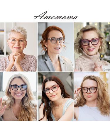 AMOMOMA Cat Eye Blue Light Computer Reader | Trendy Oversized Reading Glasses for Women | AM6028 Ac1 Blk+c2 Tortoise +C3 Crystal Light Brown 2.5x - Buy Online on GoSupps.com