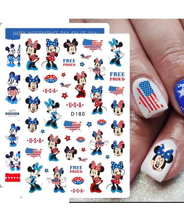 12Pcs 4th of July Nail Art Stickers - American Flag Designs Self-Adhesive Decals for Women and Kids - Buy Online on GoSupps.com