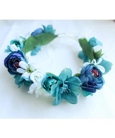 Boho Rose Flower Crown Headband by Vivivalue 6 - Lightseagreen | Wedding Party Halo Ribbon Hair Wreath - Buy Online on GoSupps.com