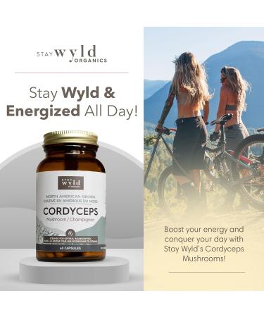 Stay Wyld - Organic Cordyceps Mushroom Capsules - Real Mushrooms - Energy Immunity & Vitality Mushroom Supplement - Athletic Performance & Hormone Regulation - 100% Canadian Grown - 60 Capsules Cordyceps - Capsules - Buy Online on GoSupps.com