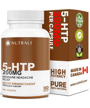 New MAX POTENCY 5htp 200mg Capsules Improved Mood. Stress Relief Brain Function Better Sleep 5-HTP Supplement for Women and Men Increases Energy Non-GMO Vegan Gluten Free. 90 Capsules. 90 count (Pack of 1)