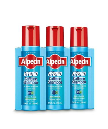 Alpecin Hybrid Caffeine Shampoo for Men with Dry, Itchy, Sensitive Scalps Moisturizes Thinning Hair Natural Hair Growth, 8.45 fl. oz., Pack of 3 8.45 fl. oz (Pack of 3)