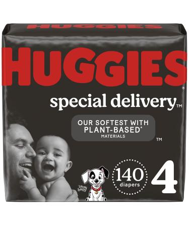 Hypoallergenic Baby Diapers Size 4 (22-37 lbs), Huggies Special Delivery, Fragrance Free, Safe for Sensitive Skin, 140 Ct Size 4 (140 Count) Size 4 (140 Count)