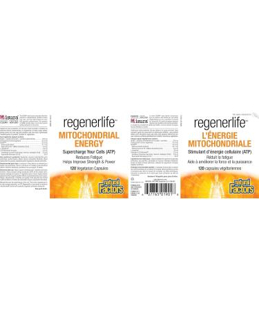 Natural Factors Regenerlife Mitochondrial Energy 120 vegetarian capsules Helps Increase Energy Production (ATP) at the Cellular Level Reduces Fatigue Contributes to Brain Muscle & Hearth Health Includes: Acetyl-L-Carnitine Coenzyme Q10 L-Glutathione - Buy Online on GoSupps.com