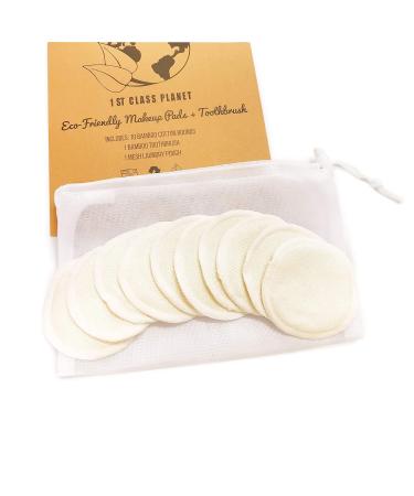 Eco-Friendly Reusable Cotton Pads & Bamboo Toothbrush Set | 10 pcs Makeup Remover Rounds | Natural Organic Zero-Waste Beauty Solution - Buy Online on GoSupps.com