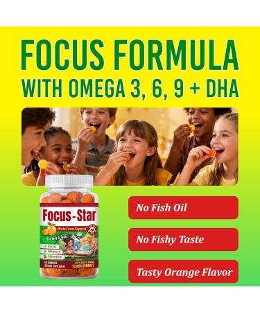 Focus Gummies for Kids & Teens with Omega DHA Helps Focus Memory Clarity Attention Concentration Brain Vitamins & Cognitive Support Supplement for Teens-60ct - Buy Online on GoSupps.com