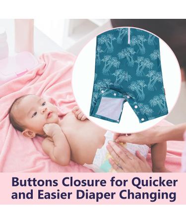 weVSwe Baby Toddler Boy Swimsuit UPF 50+ Sun Protection Rash Guard with Crotch Zipper | Green Leaves | 12-18 Months - Buy Online on GoSupps.com