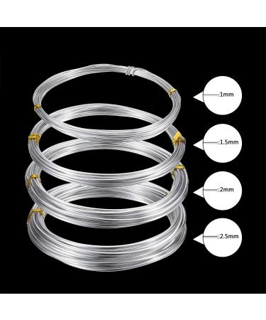 BBTO Aluminum Craft Wire Set - 4 Sizes (1mm, 1.5mm, 2mm, 2.5mm) - 4 Rolls Totaling 65.6 Feet - Bendable Metal Wire for DIY Sculpture and Crafts - Silver - Buy Online on GoSupps.com