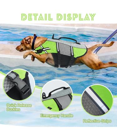 Alagirls Dog Life Buoy - Pet Swimming Safety Vest for Large Dogs with Reflective Strips | Superior Buoyancy & Rescue Handle | Green XXL (78-88cm) - Buy Online on GoSupps.com