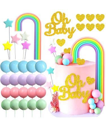 JeVenis Oh Baby Cake Topper Boho Cake Topper Boho Rainbow Cake Decorations Boho Cake Topper Girls Birthday Baby Shower Cake Topper Rinbow - Buy Online on GoSupps.com