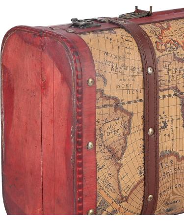 Vintage Composite Wood Portable Suitcase with Map Pattern - Stylish Storage Chest for International Shipping - Buy Online on GoSupps.com
