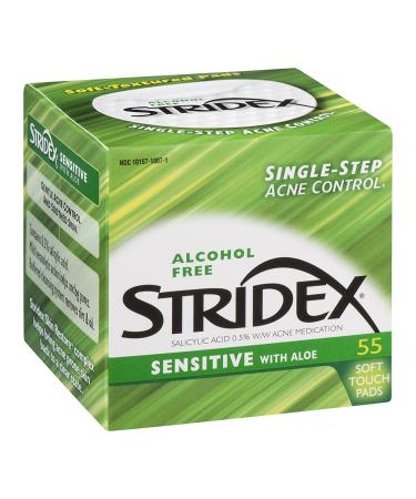 Stridex Single-Step Acne Control Sensitive with Aloe Alcohol Free Soft Touch Pads