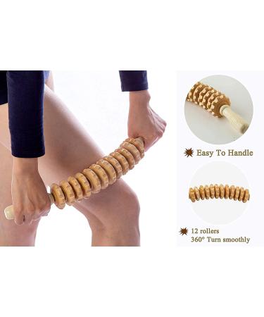 Mikako Wood Therapy Roller Massage Tool | Lymphatic Drainage Maderoterapia Colombiana | Anti Cellulite Handheld Trigger Point Massager - Buy Online on GoSupps.com