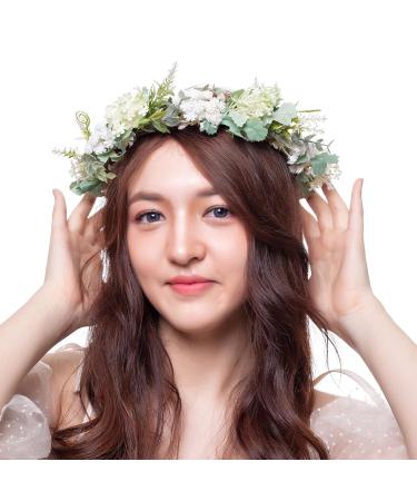 Artificial Flower Wreath Crown | Bridal Headpiece with Greenery & Pine Cone | Perfect for Weddings & Festivals - Buy Online on GoSupps.com