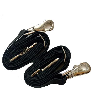 Majestic Ally Pack of 2 Adjustable Length Horse Blanket Sheet Replacement Elastic Leg Strap with Double Swivel Snaps - Black - Buy Online on GoSupps.com