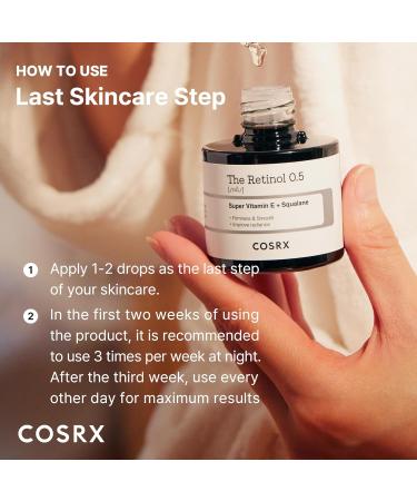 COSRX Retinol 0.5 Oil Anti-aging Serum - Reduce Wrinkles and Fine Lines - Gentle Skin Care - Day and Night Treatment - Cruelty-Free Formula - No Parabens - Buy Online on GoSupps.com