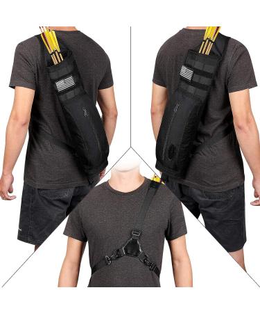 G4Free Archery Back Arrow Quiver with Molle System - Black Canvas Shoulder Hanged Target Holder for Shooting Practice with Tactical Patch - Buy Online on GoSupps.com