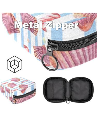 Sea Shell Marine Life Pattern Sanitary Napkin Storage Bag - Portable Menstrual Cup Pocket with Zip for Teens & Women - Buy Online on GoSupps.com