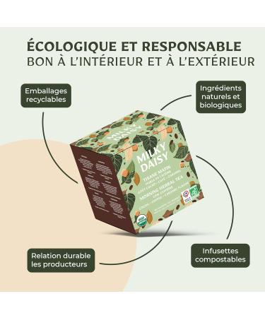 Milky Daisy - Organic Morning Herbal Tea - Coffee Substitute - Cocoa Coffee Caramel Flavor - Energizing and Low in Caffeine - 40 Sachets - Buy Online on GoSupps.com