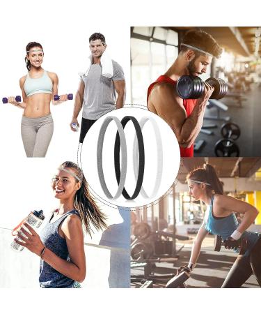 WLLHYF 3-Pack Non-Slip Black White Headbands - Thin Elastic Hair Ties for Sports, Running, Yoga - Unisex Hair Accessories - Buy Online on GoSupps.com