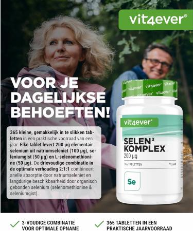 VitaminVersand24 DE vit4ever Selenium 3 complex 365 tablets with 200 g each Highdose & vegan Premium formula with sodium selenite Lselenomethionine & selenium yeast Without unnecessary additives - Buy Online on GoSupps.com