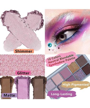 Metiplou 10 Colors Eyeshadow Palette - Matte Shimmer Glitter | Ultra-Blendable, High Pigment, Waterproof | Neutral Eye Makeup - Buy Online on GoSupps.com