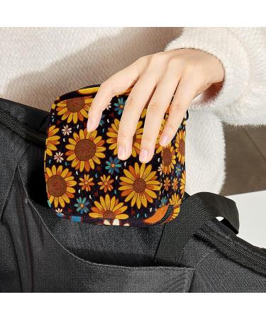 Sunflower Print Sanitary Napkin Storage Bag | Portable Period Kit Pouch for Menstrual Cup & Sanitary Pads | Zippered Menstrual Pad Organizer for Women & Teens - Color 10 - Buy Online on GoSupps.com