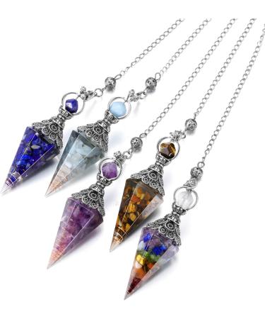 Buy Amethyst Gemstone Pendulum Pendant with Chain for Reiki Healing Dowsing & Scrying - International Shipping Available - Buy Online on GoSupps.com