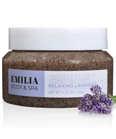 Emilia Foot Scrubs - Natural Organic Scrub - Exfoliating Body, Hand & Foot Scrub - Feet Exfoliator - Dead Sea Mineral Salt, Lavender & Tea Tree Oil Apricot Scrub - Bath, Pedicure, Cracked Heel Care