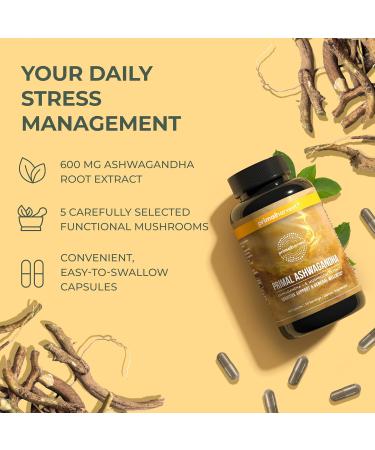 Primal Harvest Ashwagandha Supplement with 5 Mushroom Extracts: Lion s Mane Reishi Cordyceps Turkey Tail & Maitake for Immune Support & Cognitive Health 60 Count (Pack of 1) - Buy Online on GoSupps.com