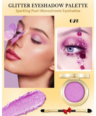 Pink Glitter Eyeshadow Pearl Shimmer Eye Shadow Palette with Brush Longwear Waterproof Cream Eyeshadow High Pigmented Ultra-Blendable Sparkly Single Highlighter Makeup Sombras Para Ojos Con Brillo-02 02# Rose Pink - Buy Online on GoSupps.com
