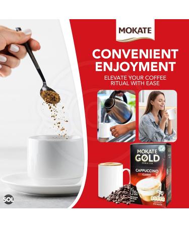 SOL 120pk (12 x 10pk) Mokate Coffee Sachets Cappuccino Classic Sachet Coffee Sticks Instant Coffee Sachets Individual Coffee Sachets Coffee Sachets Individually Wrapped Coffee Sachet + Stickers - Buy Online on GoSupps.com