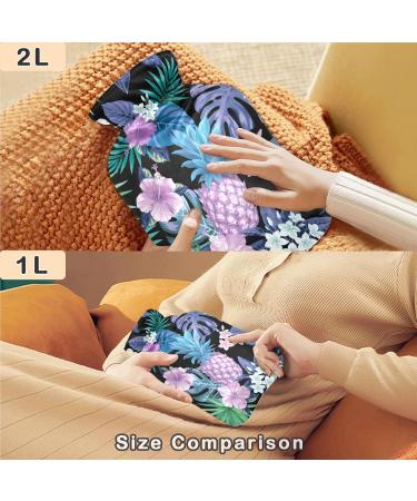 Naanle 1L Hot Water Bottle with Pineapple Palm Leaves Cover | Exotic Flowers | Pain Relief for Back Hands & Feet | Heat & Cold Therapy - Buy Online on GoSupps.com