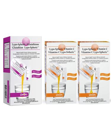 Combo Pack of 3 - Single Pack (Lypo-Spheric Glutathione - 30 Packets) & 2 Packs (Lypo Spheric Vitamin C 1-60 Packets)