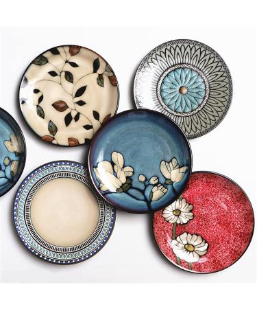 Dinner Plate Pasta Tableware Elegant Hand Painted Creative Ceramic Western Food Square Plate Unique Blue Green Daffodil Flower Pattern Home Kitchen Fruit Salad Dish A - Buy Online on GoSupps.com