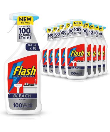 Viakal Limescale Remover Spray Fresh 5 Litre (500 ml x 10) & Flash Bleach Spray Multi Purpose Cleaner 8 Litres (800 ml x 10) Stain & Grease Remover Eucalyptus Scent - Buy Online on GoSupps.com
