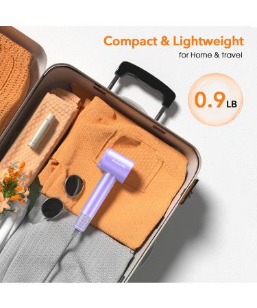 High Speed Ionic Hair Blow Dryer with Diffuser - 110 000 RPM Portable Hair Dryer for All Hair Types | Thermo Control & Quiet for Home & Travel - Purple - Buy Online on GoSupps.com
