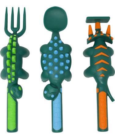 Made in USA Dinosaur Combo: Utensil Set, Plate, Placemat for Toddlers, Infants, Babies & Kids - Safety Tested Materials - Buy Online on GoSupps.com