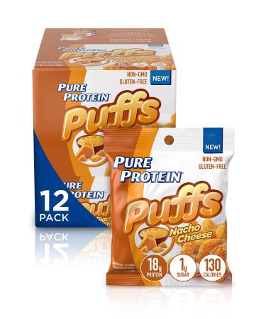 Pure Protein Puffs, Nacho Cheese, High Protein Snack,18G Protein, 1.05oz, 12 Count 12 Count Nacho Cheese