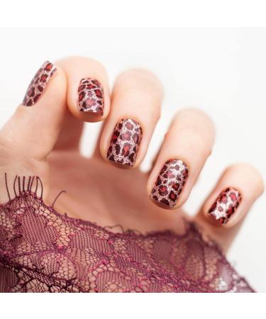 Avoa Beauty Nail Film - Cat Calling | Glitter Red & Pink Leopard Nail Art Design | 16 Long-Lasting Self-Adhesive Nail Wraps for Stunning Manicures - Buy Online on GoSupps.com