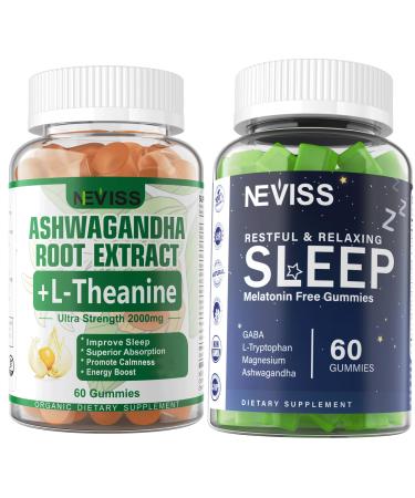 NEVISS Melatonin Free Sleep Gummies + Ashwagandha Gummies 2000mg