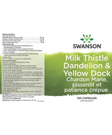 Swanson Milk Thistle with Dandelion & Yellow Dock - 120 Capsules for Liver Health - Buy Online on GoSupps.com