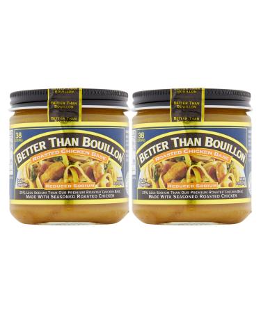Better Than Bouillon Reduced Sodium Roasted Chicken Base, Made with Seasoned Roasted Chicken & Less Sodium, 38 Servings Per Jar, 8-Ounce Jar (Pack of 2)