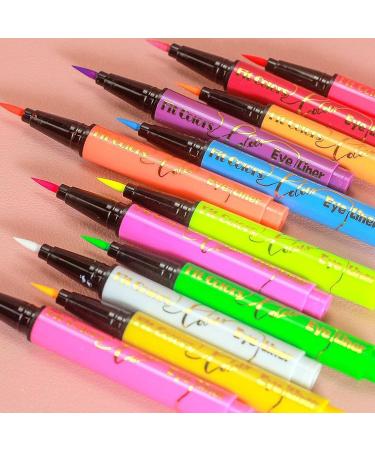 Neon Eye Liner | Long Lasting Matte Liquid Eye Liner | 12 Colors Face Glitter Pigmented Graphic Liners UV Neon Liquid Eye Liner Set for Holiday Birthday - Buy Online on GoSupps.com