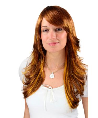 WIG ME UP - 3220-30-144 Wig wild reddish brown and golden blonde streaked long slightly wavy hair