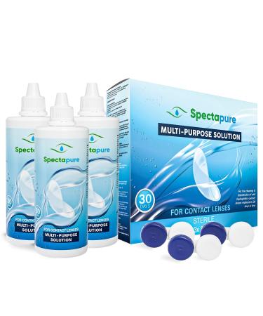 Contact Lens Solution with Lens Case 12 Fl. Oz Bottle (Pack of 3) by Spectapure - Triple Action Cleaner Liquid - Perfect for Cleaning Soft or Silicone Hydrogel Lenses Pack of 3 3.0