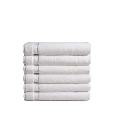 Amazon Commercial Cotton Bath Towel Set - Pack of 6, 27 x 54 Inches, 650 GSM, White 6 Pcs Bath towel
