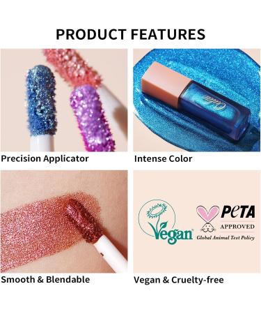  oulac Oulac Set of 2 Liquid Eyeshadows - Pink - Metallic Glitter - To Brighten Eyes - Liquid Eyeliner with Glitter - Shiny Finish - Eye Makeup - Vegan & Cruelty-Free - Buy Online on GoSupps.com